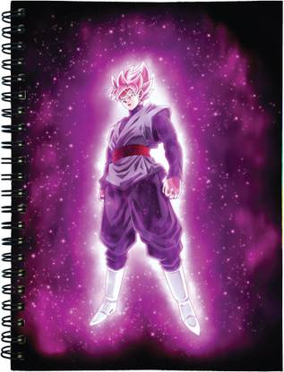 Asepsa Black Goku Dragon Ball Z| A5 Ruled 5 Subject | Problem Free Wiro Binding | Spiral Notebook with Pen Holder | 200 Pages A5 Diary Ruled 200 Pages
