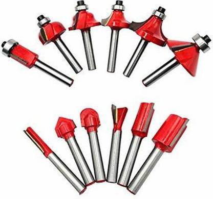 kts12 12pcs 6mm Shank Router Bit Set Trimming Straight Corner Beading Bits