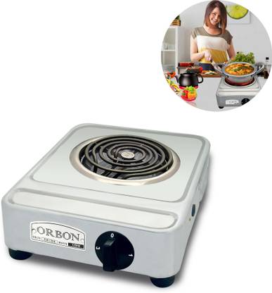 Orbon 1250 Watt Big Rectangular Silver Chrome G Coil Stove Hot Plate Induction Cooktop Electric Cooking Heater
