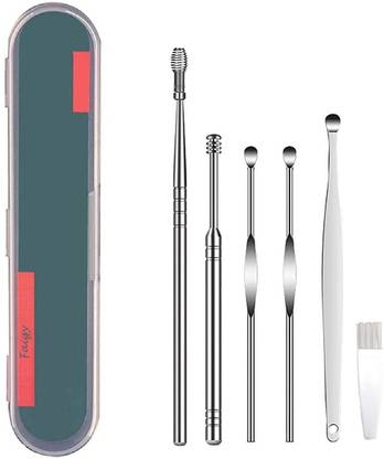 Faigy Beauty 6 Pack Ear Wax Removal Tool Kit with Light, Ear Pick Ear Cleaning Tools Set for Kids and Adults, Ear Picks Digger & Tweezers & Spiral Spring Ear Spoon with Storage Box