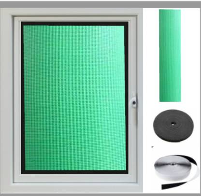 anagya Premium washable window non - stitch mosquito net with Velcro tape size - L 4ft * W 2.5 ft - color Green Polyester Washable Adults Mosquito Net