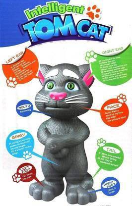 migwow Intelligent Talking Tom Cat Toy for Kids fun with touch musics Speaking Repeats What You Say - Best Gift (Grey)
