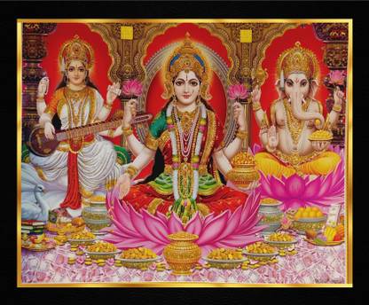 Bhawana Creation LAXMI JI , GANESH JI . SARASWATI JI Religious Frame