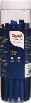PENTEL Pack of 10 Izee Click (7 Blue, 3 Black) Ball Pen