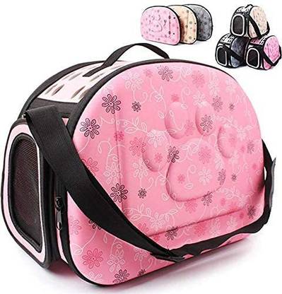 DogTrust Portable Foldable Pet Carry Bag Travel Shoulder Puppy Cat Outdoor Carrier Soft EVA Breathable Handbag, Pink Multicolor Purse Pet Carrier