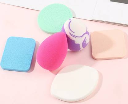 Shihen Makeup Sponge Multi Color Foundation Blending Makeup Blender Beauty Sponge Set for Liquid Creams Powders Puff Combo Set 6 PCS