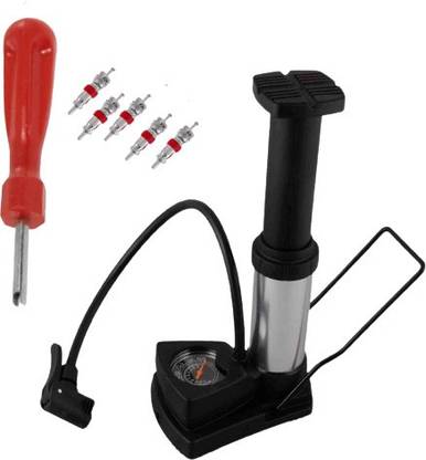 Dhara Portable Mini Bike Pump Foot Activated with Pressure Gauge for Road Bicycle, Car, Motorcycle Pump
