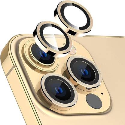 ICREATOR Camera Lens Protector for Iphone 13Pro Gold Camera Lance With Inbuilt Tempered Glass Aluminium Alloy Metal Ring Scratch proof Very Easy To Install With Ultra Protection