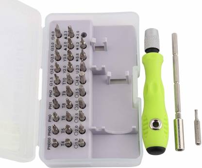 Porquepine 32 In1 Multi-Bit Screwdriver Set Mini Interchangeable Bits Precision Screwdriver Set Tool Kit With Magnetic Flexible Extension Rod For Mobile Phone PC Laptop open and Repair Ratchet Combination Screwdriver Set Combination Screwdriver Set