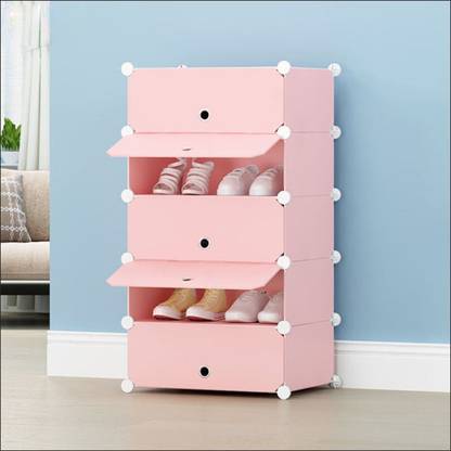 Keekos 5-Door 5-Shelf Fabric Collapsible Shoe Stand shoes rack for home use Office Plastic Shoe Rack