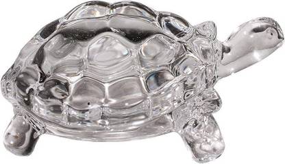 RIVES Crystal Turtle Tortoise for Feng Shui and Vastu for Career and Luck, Transparent, Standard Decorative Showpiece - 6 cm