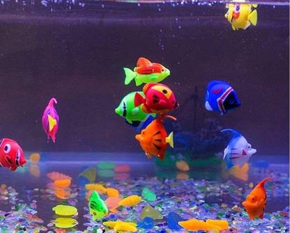 Aquapetzworld Plastic Artificial Fish for Aquarium Tank (Random Color and Pattern) - Set of 5 Pieces Sand Planted Substrate