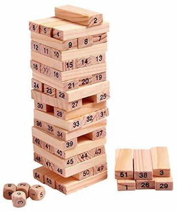 YAAH CREATION Wooden Jenga NUMBER Blocks Tower Tumbling Game for Kids and Adults Jenga Game