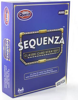 SKOODLE Quest Sequenza – Classic Card Strategy Game, Includes Large game board, Sequenza cards and premium marker chips with carry pouch Educational Board Games