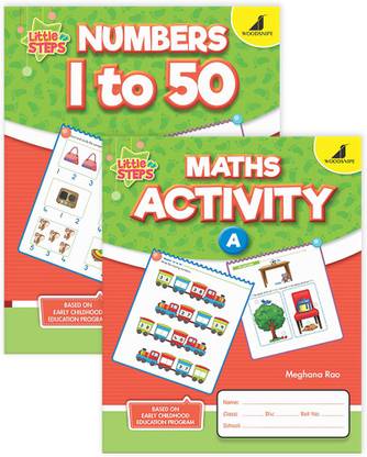 Woodsnipe Maths and Number Practice Books for Kids Age 4 to 5 Years | Learn Numbers 1 to 50, Activities on Shapes, Number Tracing ,Comparison, Addition, Subtraction & More| Set of 2 for Homeschooling