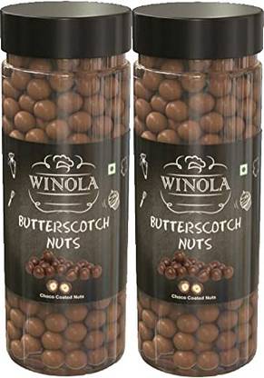 Winola Combo of Butterscotch Nuts | Chocolate covered Butterscotch Balls (200gm)Each Pack of 2 Jar. Fudges
