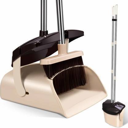 sanskar impex Heavy Duty Upright Standing Dustpan With Extendable Broomstick Easy Sweeping Broom And Dustpan Sets Microfibre Up Right Dustpan