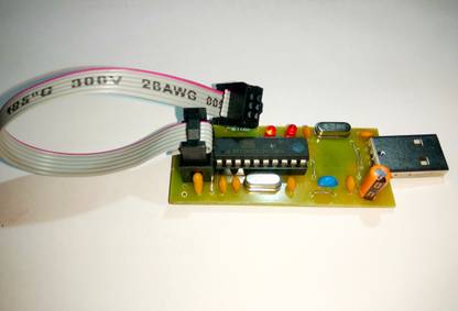 SSS P0312 : Atmel AVR ISP Serial Programmer with 6-pin ISP Header. Connects to USB Port and configures as a COM Port. Can program over 160 AVR Micro-controllers using AVROSP (Open System Programmer) Software. Capable of programming Flash, EEPROM, Fuse Bits, Lock Bits. Can be used instead of USBASP Programmer. Free Windows GUI Software also available. Micro Controller Board Electronic Hobby Kit