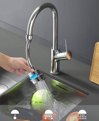 Dhvsam Faucet Stainless Steel 360 Degree Rotating Sprayer Flexible Tap Extension for Kitchen Sink, Water Saving Filter Shower Head Adapter, Silver Faucet Head & Nozzle 3-Modes Faucet Nozzle