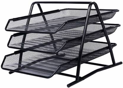 Vrutalaya Enterprise Metal Document Letter Paper Tray Rack 3 Tire A4 Paper sorter Collection Office Desktop Organizer Holder Shelf Metal mesh