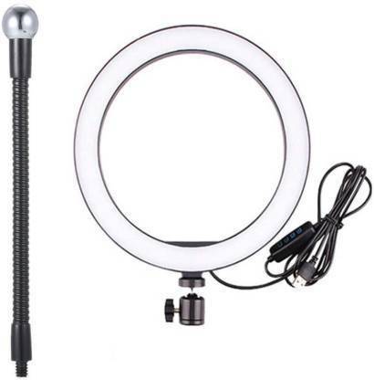 neffex 10 inch Dimmable LED Selfie Ring Light Mini LED Camera Light Studio Fill Light Desktop Lamp for YouTube Video, Live Streaming, Portrait Photography Lighting, Makeup Ring Flash (Black) Ring Flash