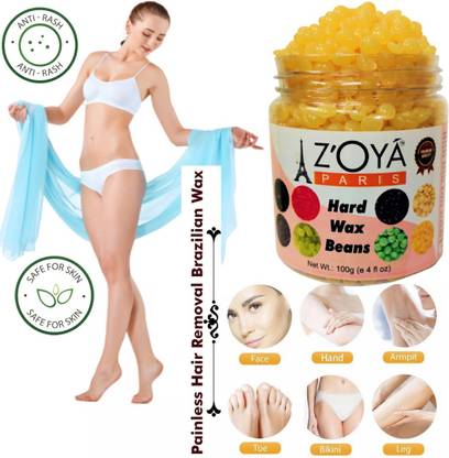ZOYA PARIS heat the wax to a working temperature, and using a spatula to stir the wax (YELLOW) Brazilian Hair Removal Depilatory Hard Wax Beans for Face, Arm, Legs Underarm, Pubic, Bikini, Upper Lips. Wait for 5 minutes to cool of the wax and then spread a layer of film wax onto the area to be treated in the direction of the hair growth. Wax