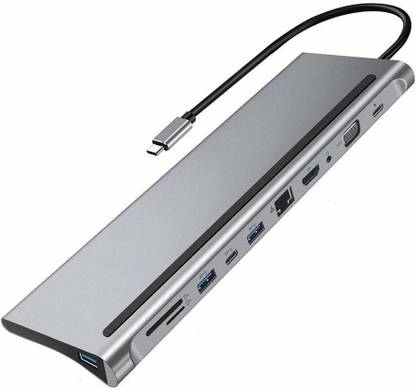 microware Type c 11 in 1 Multi-port Hub Adapter Compatible With Mac-book Pro/Air. Type C 11 in 1 Multi-port Hub Adapter USB Hub