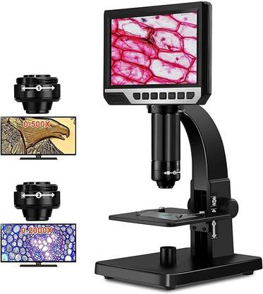 microware LCD Digital Microscope, 2000X Biological Microscope with Digital & Microbial Lens, 7'' IPS Display, 10 LEDs, 12MP Resolution, Windows & Mac OS Compatible (2000X)