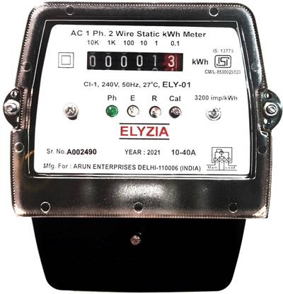 Elyzia SINGLE PHASE 2 Wire 10-40 A Electronic Energy KWH Meter COUNTER DISPLAY SINGLE PHASE 2 Wire 10-40 A Electronic Energy KWH Meter COUNTER DISPLAY Non-magnetic Electronic Level