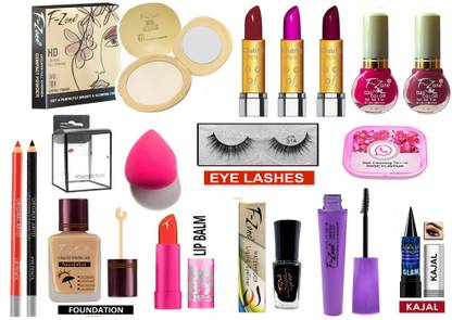 F-Zone All Types Makeup & Easy To Wear Makeup Kit Of 16 Makeup Items HNV45