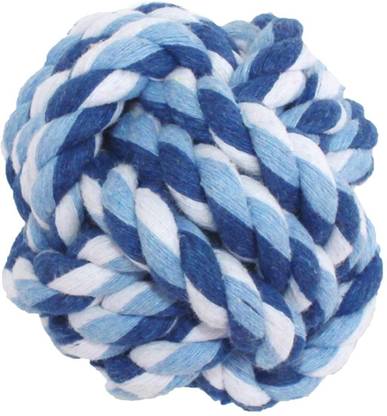 SRI Puppy Cat Dog Cotton Rope Braided Ball Play Fetch Toy- Blue White -Medium Cotton Ball For Dog & Cat