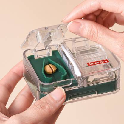 boxania Multifunction Tablet Cutter Grinder and Storage Japanese 3 in 1 Durable Pills Box Manual cutter crusher storage