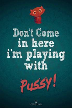 PosterHook Playing Pussy Funny 300gsm Poster Paper Print