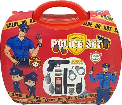 Mummas Kidz SWAT POLICE ROLE PLAY SUITCASE SET 19 PIECES PREMIUM QUALITY RED COLOUR