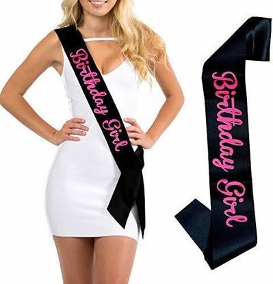 Party Propz Birthday Sashes - Birthday Girl Sashes With Satin Sash, Black+Purple, Pack of 1pc "Birthday Girl" Sash