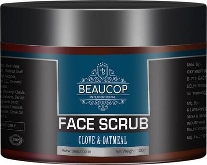 Beaucop Clove & Oatmeal Face Scrub for Exfoliation, Black/Whitehead Removal (100g) Scrub
