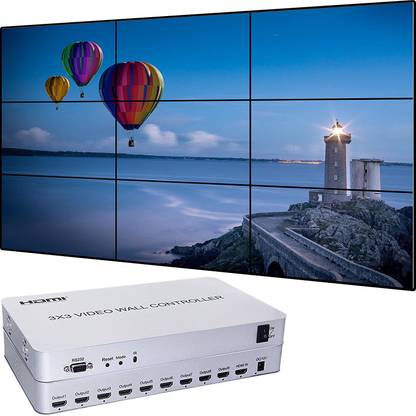 microware Expert Connect 3x3 Video Wall Controller | 9 Channels | 4K, 1080p, HDMI 1.4, HDCP1.4 | 1 HDMI Input & 9 Outputs | 13 Display Modes - 1x2, 1x3, 1x4, 2x1, 2x2, 2x3, 2x4, 3x1, 3x2, 3x3, 4x1, 4x2 Media Streaming Device
