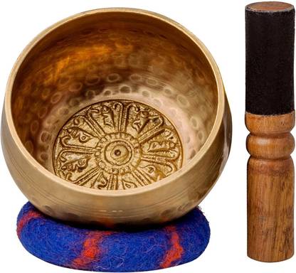 Ohm Store Tibetan Singing Bowl Set with Healing Mantra Engravings — Meditation Sound Bowl Handcrafted in Nepal Singing Bowl