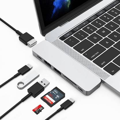 Aklin Boky 7 In 1 USB C Hub for Macbook Pro Air 7 in 1 usb hub multi function adapter for MacBook Pro Type C Laptops Laptop Accessory