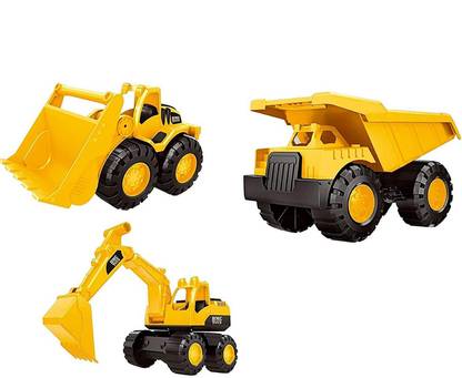 OX CRAFT Constructions Dumper Truck JCB Bulldozer Toys Combo Like Real Activity with Frictionl Concept, No Battery Required, Multi Feature Construction Toy