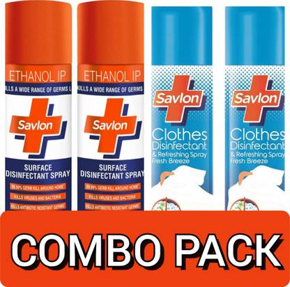 सावलोन सरफेस डिसइंफेक्टेंट स्प्रे सैनिटाइजर, हार्ड और सॉफ्ट सरफेस पर जर्म प्रोटेक्शन, 340g (460ml); कपड़े डिसइंफेक्टेंट और रिफ्रेशिंग स्प्रे 460 ml