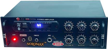 solomax OPTIPLEX DJ REMIX 1002 VERSION WITH BETTER SOUND QUALITY NEW SERIES DJ remix Amplifier Modify chasis Bluetooth Full Black Digital Stereo Amplifier BT/ USB//SD Card /FM /AUX 60 W AV Power Amplifier (Black) 60 W AV Power Amplifier (Black) 160 W AV Power Amplifier (Black) 160 W AV Power Amplifier