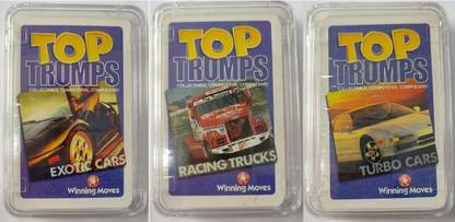 FUNSKOOL TOPT\ TRUMPS EXOTIC CARS, TURBO CARS , RACING TRUCKS , COLLECTIBLE CARDS SETS , GREAT FOR GIFTS TO COLLECTORS