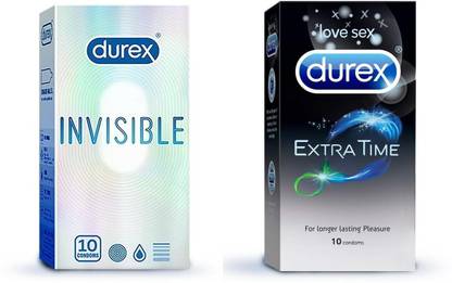 DUREX Condom Pack of 2*10(Time+Invisible) Condom