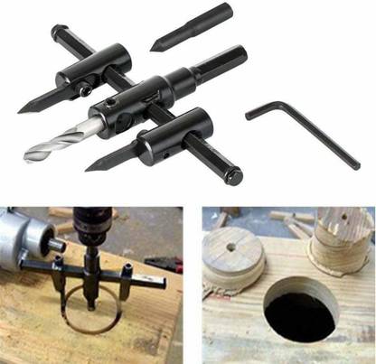uptodateprouducts 30-120 mm Adjustable Wood Circle Hole Cutter Saw Drill Bit Kit