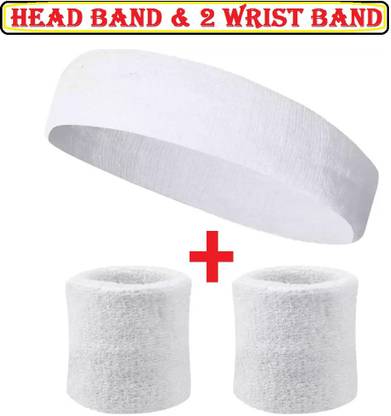 SLIMMY 2 White WRIST BAND & HEAD BAND FOR BOYS AND GIRLS , MEN & WOMEN Fitness Band