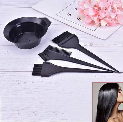 SANDIP Professional Hair Coloring Dyeing Kit Brush with Bowl, Use Dye Brush Kit for Saloon Color Mixing Bowl Set and Parlous Both Men and Women(1 Bowl 3 Brush)