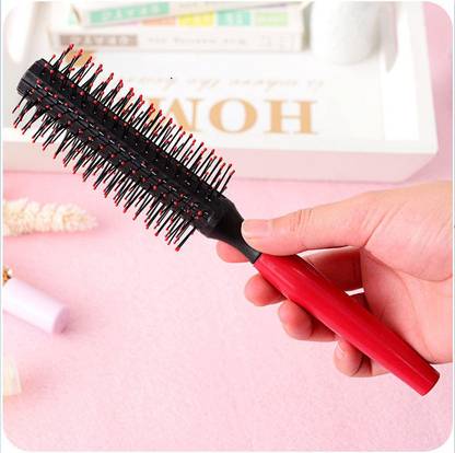 SANDIP Professional Round Hair Brush With Rubber Grip Handle For Men & Women-multi color