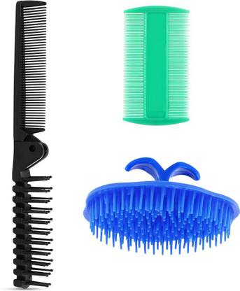 MYYNTI Hair Comb Set of 3 Lice Comb Hair Shampoo Brush with Foaling Hair Comb for Home and Salon Men and Women Multicolor