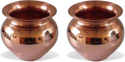 NEXTOMART Copper Kalash Lota / Tambya ka Lota Size 6 Cm - Pack of 2 Copper Kalash